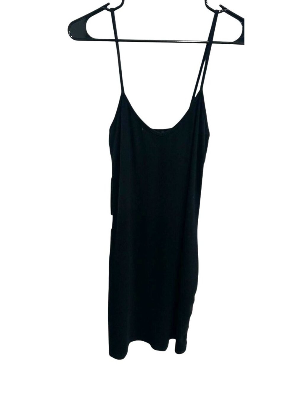 Kendall & Kylie Medium Black Ribbed Spaghetti Strap Mini Dress Goth Grungecore